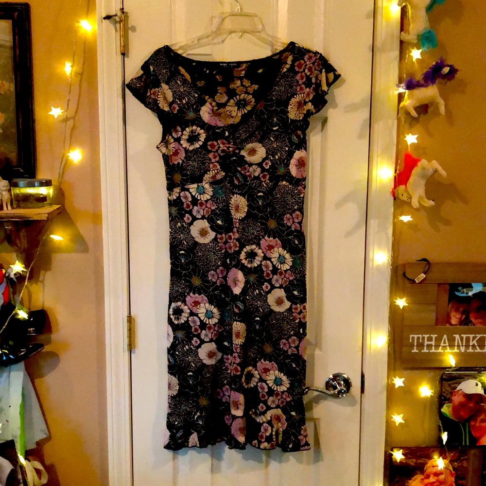 Comfortable black floral dress